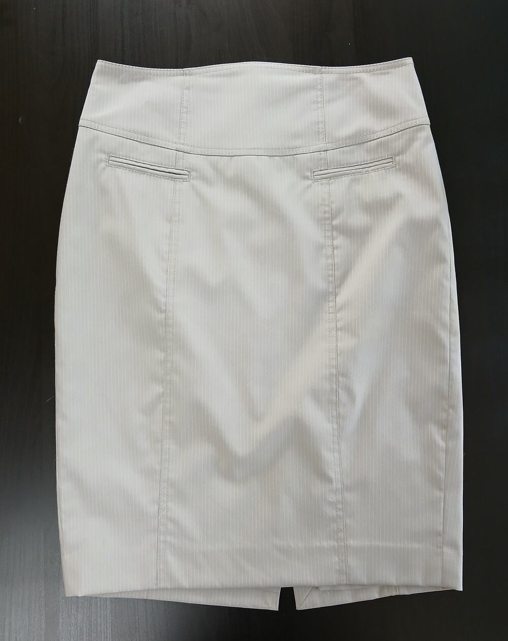 The Limited Pinstripe Pencil Midi Skirt 4 khaki tan office tailored workwear